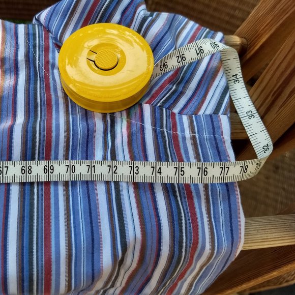 Thomas Dean blue red white stripe patterned dress shirt - Picture 8 of 9